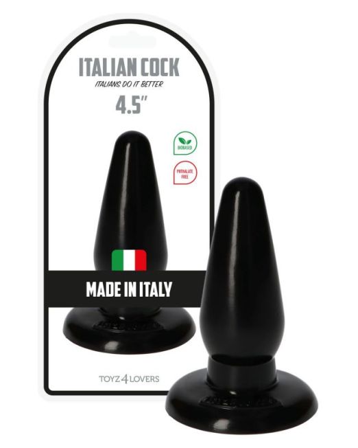 italian-cock-zwart-pvc-anaal-buttplug-kopen
