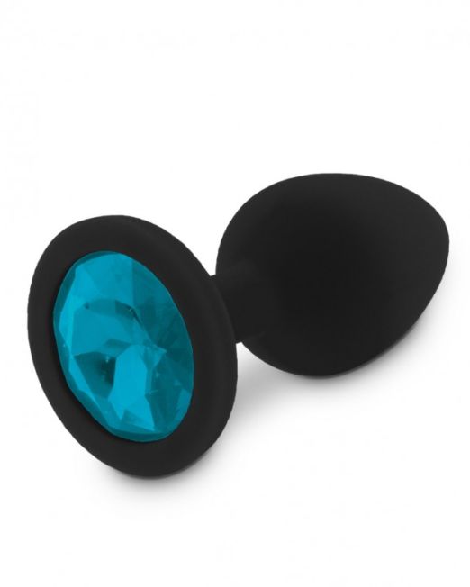 small-zwart-silicone-plug-blauwe-steen-kopen