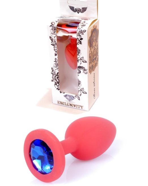 small-rood-silicone-plug-blauwe-steen-kopen
