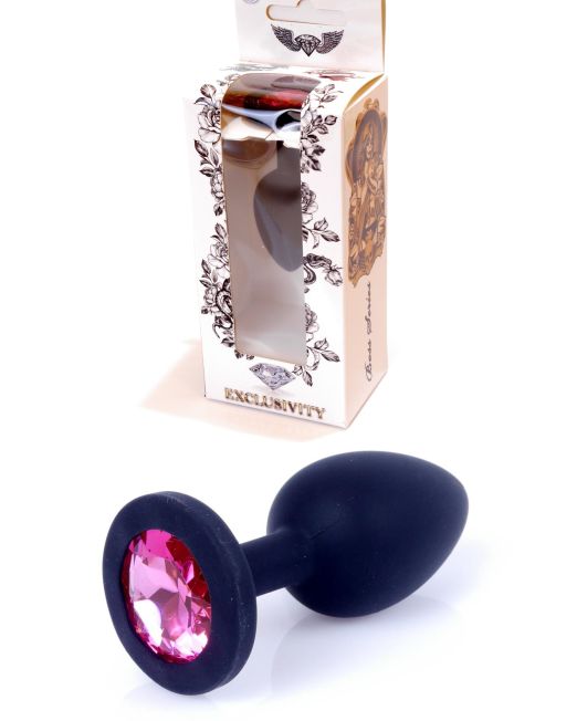 small-zwart-silicone-plug-roze-steen-kopen