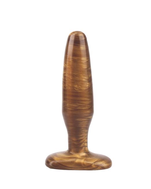 goud-brozen-anale-dildo-plug-op-voet-kopen