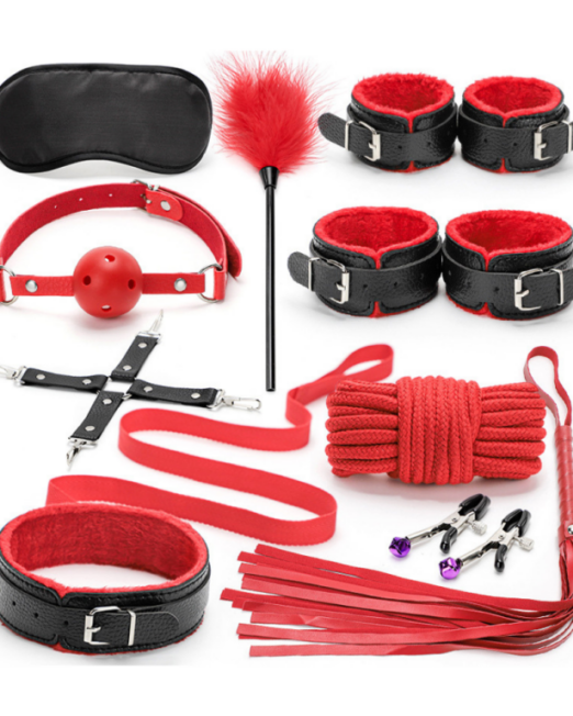 fetish-fever-10-delige-zwart-rode-soft-bondage-set-kopen