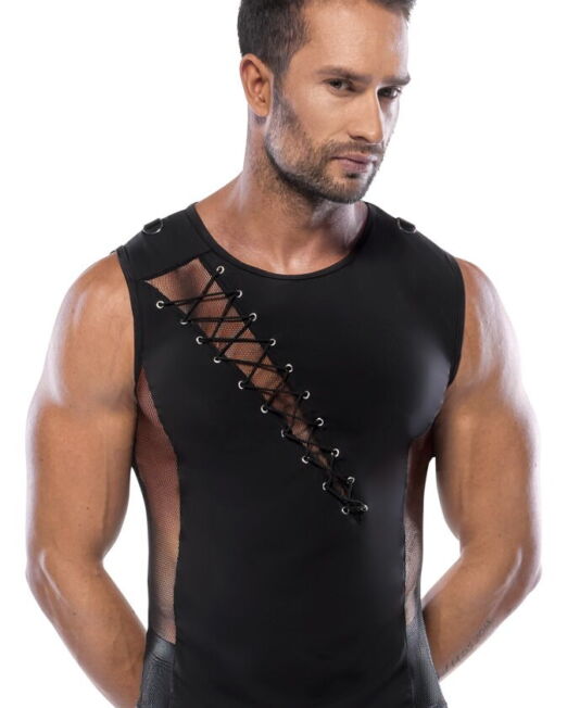 SVENJOYMENT ZWART LYCRA HEREN VETER SHIRT MET NET