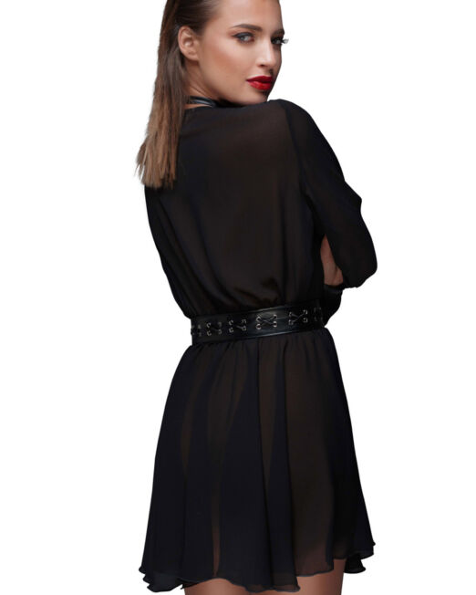 noir-handmade-uitlopende-chiffon-jurk-met-choker-kopen