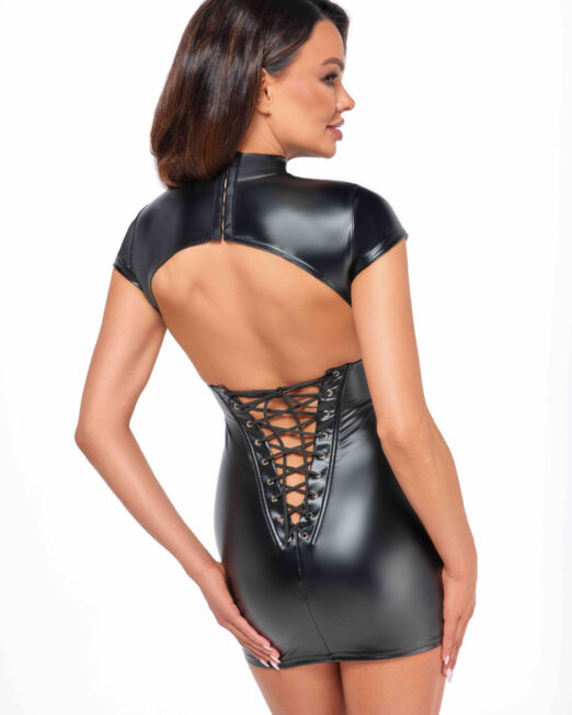 noir-handmade-fantasy-strakke-wetlook-veter-jurk-kopen