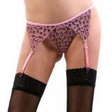 LUXE ROZE ZWART JARRETEL GORDEL MET SEXY STRING
