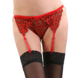 LUXE RODE ZWART JARRETELGORDEL MET SEXY STRING