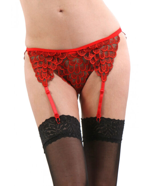 LUXE RODE ZWART JARRETELGORDEL MET SEXY STRING