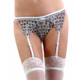 LUXE ZILVER WITTE JARRETELGORDEL MET SEXY STRING