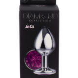 XL ZILVER METALEN BUTTPLUG MET PAARSE STRAS STEEN