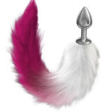 METALEN ANALE PLUG MET EEN VOSSENSTAART PINK WIT