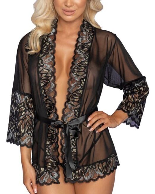 KISSABLE LUXE ZWART GOUDEN KIMONO SEXY KAMERJAS