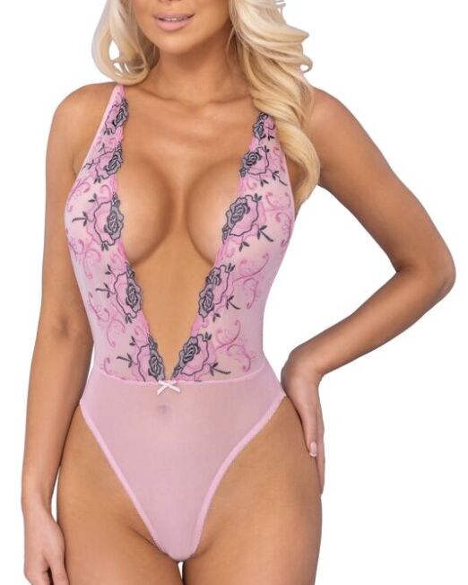 KISSABLE LUXE ROZE LINGERIE BODY MET BORDUURSEL