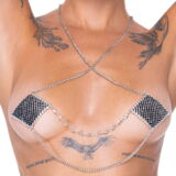 TEPELSTICKER STRAS METALEN BORST KETTING HARNAS