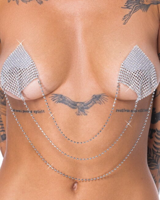 GLITTER DIAMANTEN TEPELSTICKERS MET STRAS KETTING