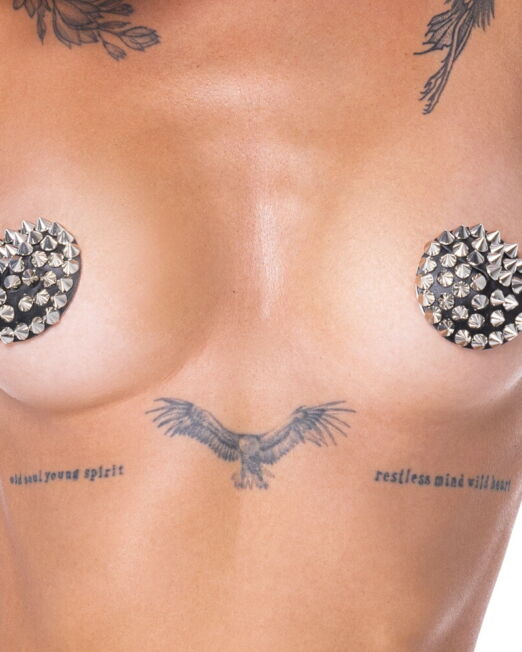 ZWART LEREN TEPELSTICKERS MET METALEN PIN STUDS