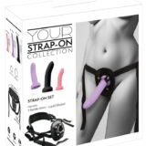 STRAP ON HARNAS SET MET 3 FLEXI SILICONEN DILDOS