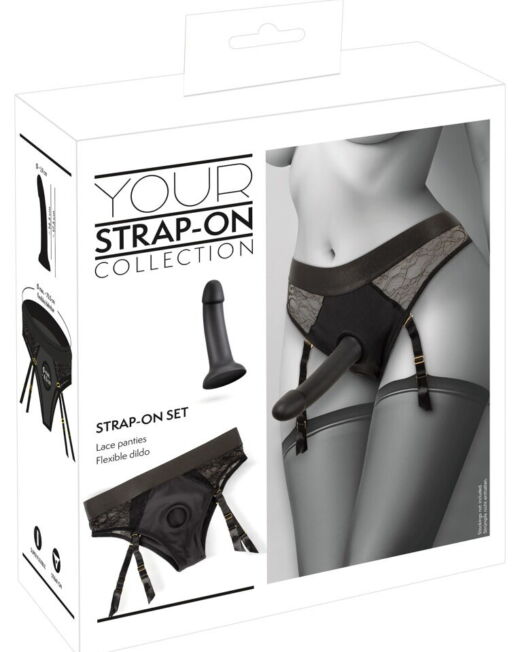 STRAP ON SLIPJE MET JARRETELS EN SILICONEN DILDO