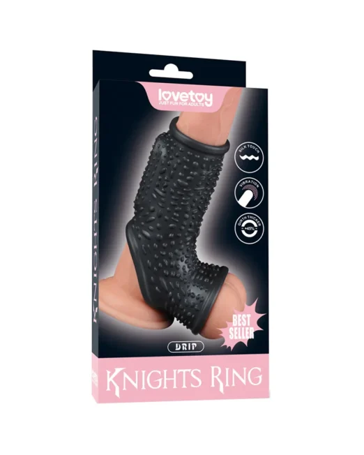 LOVETOY KNIGHTS RING DRIP VIBRO PENIS SLEEVE ZWART