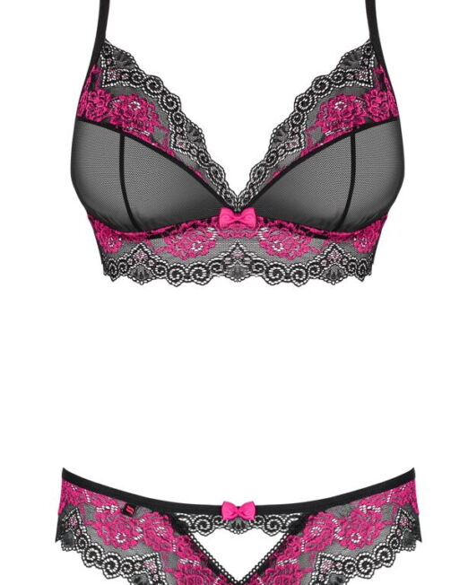 obsessive-tulia-zwart-fuchsia-kanten-lingerie-set-kopen