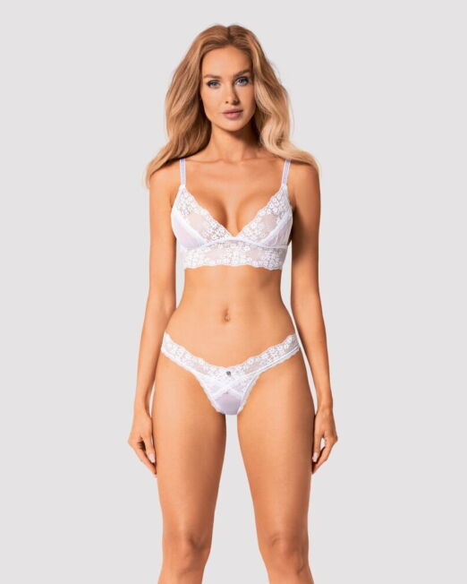 OBSESSIVE HEAVENLLY WITTE BRALETTE LINGERIE SET