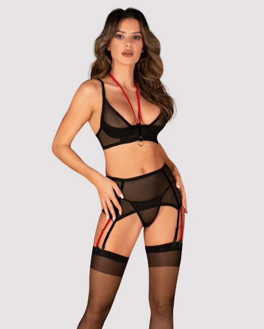 OBSESSIVE GLANDEZ SEXY TRANSPARANTE JARRETEL SET