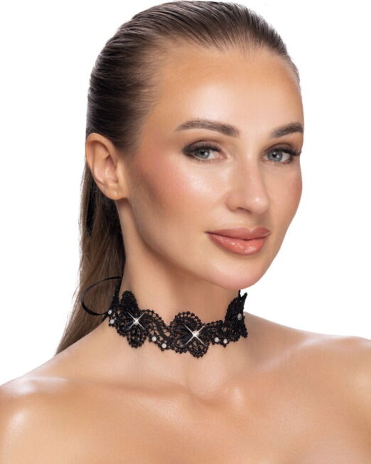 COTTELLI CHOKER HALSBANDJE MET PARELS EN STRAS