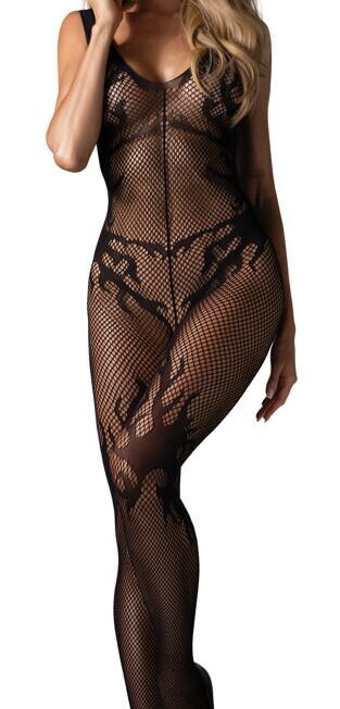 OBSESSIVE OPEN CATSUIT MET DUIVELSE VLAMMENLOOK