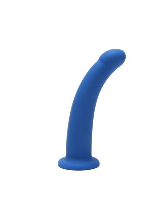 EXTRA STIMULERENDE GEBOGEN SILICONEN DILDO OP NAP