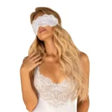 OBSESSIVE ZACHT WIT SATIJN OOGMASKER MET KANT