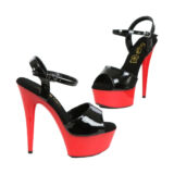 SEXY ZWART ROOD VINYL PLATEAU SCHOENEN