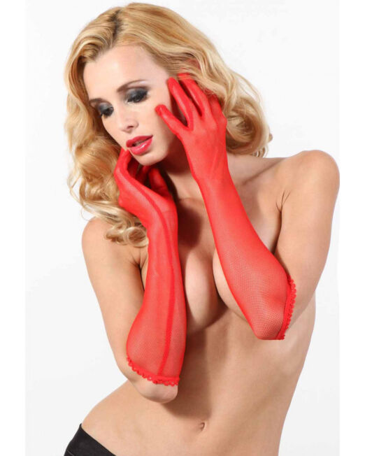 EROTISCH ROOD HALFLANGE MESH HANDSCHOENEN