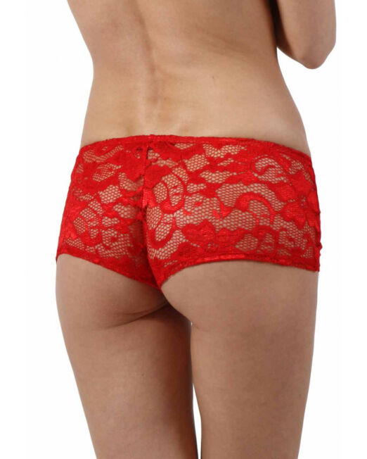 SEXY LINGERIE ROOD BLOEM KANTEN HOTPANTS