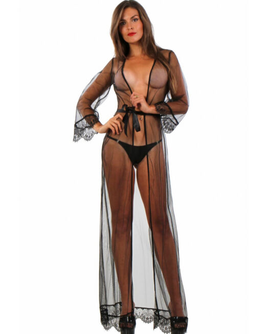 SENSUEEL TRANSPARANT LANGE NEGLIGE MET KANT