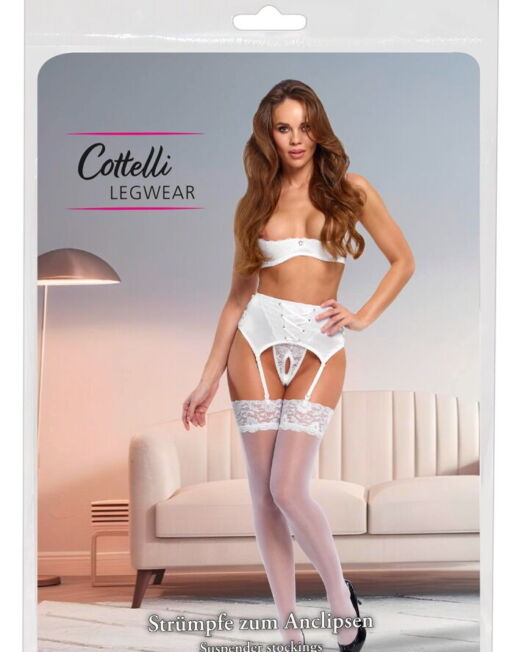 COTTELLI WITTE JARRETEL KOUSEN MET KANT BOORD