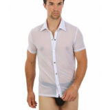 EROTISCH WIT DOORSCHIJNEND POWERNET HEREN HEMD