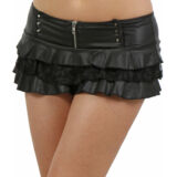 STOERE WETLOOK KANT MINIROK MET LAAGJES EN RITS