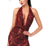 NOIR HANDMADE BORDEAUX JURK MET FLUWEEL DESIGN