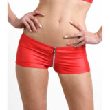 FETISJ ROOD WETLOOK STRIP HOTPANTS MET RITS