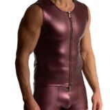 MANSTORE M2510 ZIPPED VEST IN METALLIC BORDEAUX