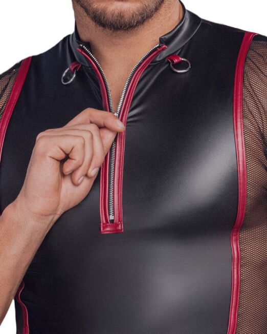 nek-strak-heren-shirt-in-matte-racer-look-met-rits-kopen