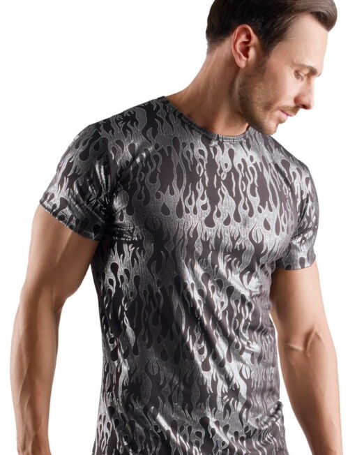 SVENJOYMENT FIRE AND FLAMES ZILVER METALLIC SHIRT