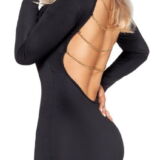 COTTELLI ZWARTE PARTY JURK MET SEXY RUG KETTINGEN