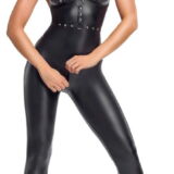 COTTELLI ZWART HARNAS CATSUIT MET DRUKKERS EN RITS