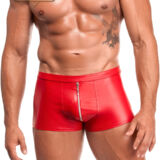 NOIR HANDMADE HETE BOXER IN ROOD WETLOOK MET RITS