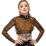 LATEX SMOKEY TRANSPARANT RUBBER SHIRT MET O RING