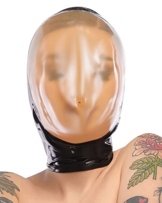 LATEX PROFI BDSM ZWART VACUUM HOOFDMASKER UNISEX