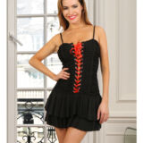 SPEELS ZWART BUSTIER JURK KORSET STIJL MET LAAGJES