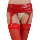 EROTISCH ROOD ECO LEER JARRETEL GORDEL MET RITS