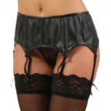 BREED ECO LEREN JARRETELGORDEL MET 6 JARRETELS